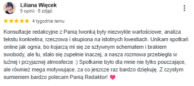 indywidualne konsultacje pisarskie - wartościowy feedback