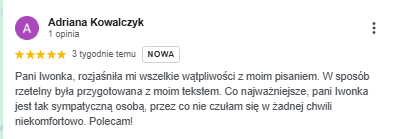 indywidualne konsultacje pisarskie - miła atmosfera