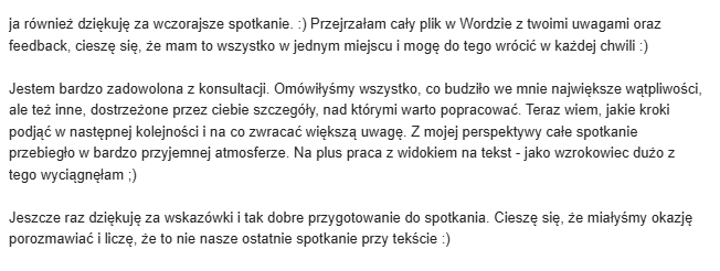indywidualne konsultacje pisarskie - opinia